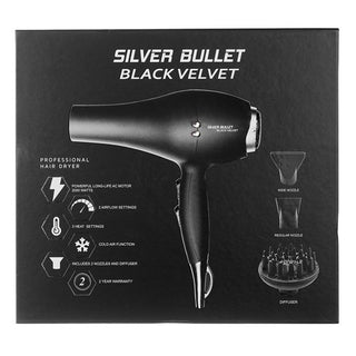 Silver Bullet Black Velvet Hair Dryer with Diffuser image 3